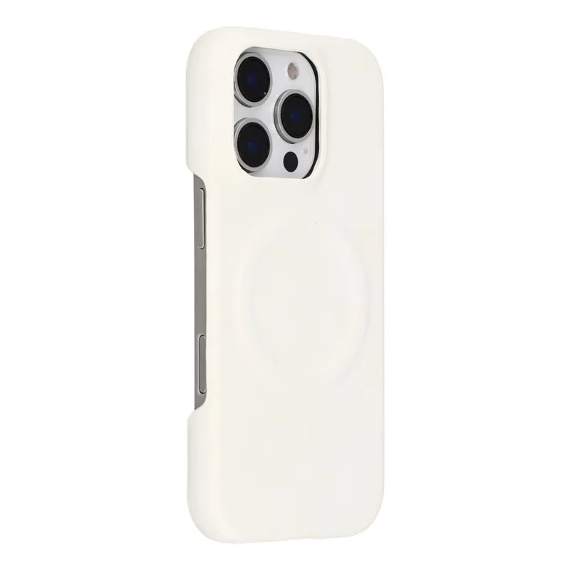 For iPhone 16 Pro Case Compatible with MagSafe Skin-Touch Leather + PC Back Cover - White
