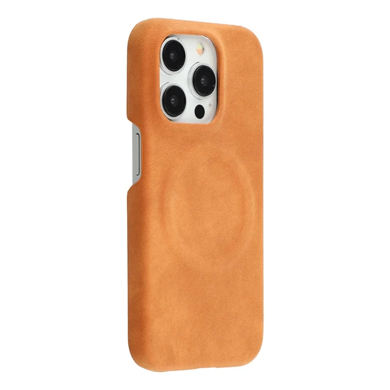 For iPhone 14 Pro Case Compatible with MagSafe Skin-Touch Leather + PC Back Cover - Yellow