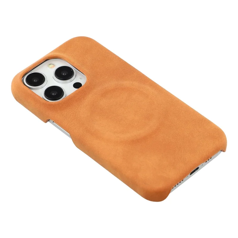 For iPhone 14 Pro Case Compatible with MagSafe Skin-Touch Leather + PC Back Cover - Yellow