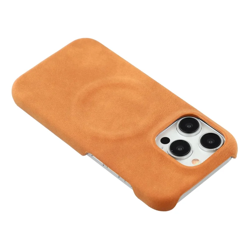 For iPhone 14 Pro Case Compatible with MagSafe Skin-Touch Leather + PC Back Cover - Yellow