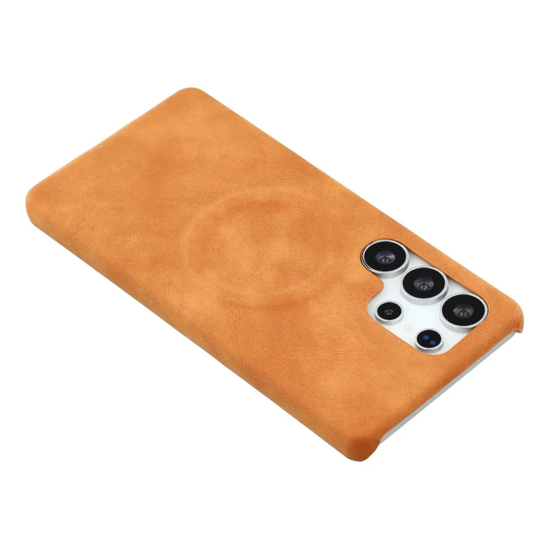 For Samsung Galaxy S24 Ultra Magnetic Case Skin-Touch Leather + PC Back Cover - Yellow