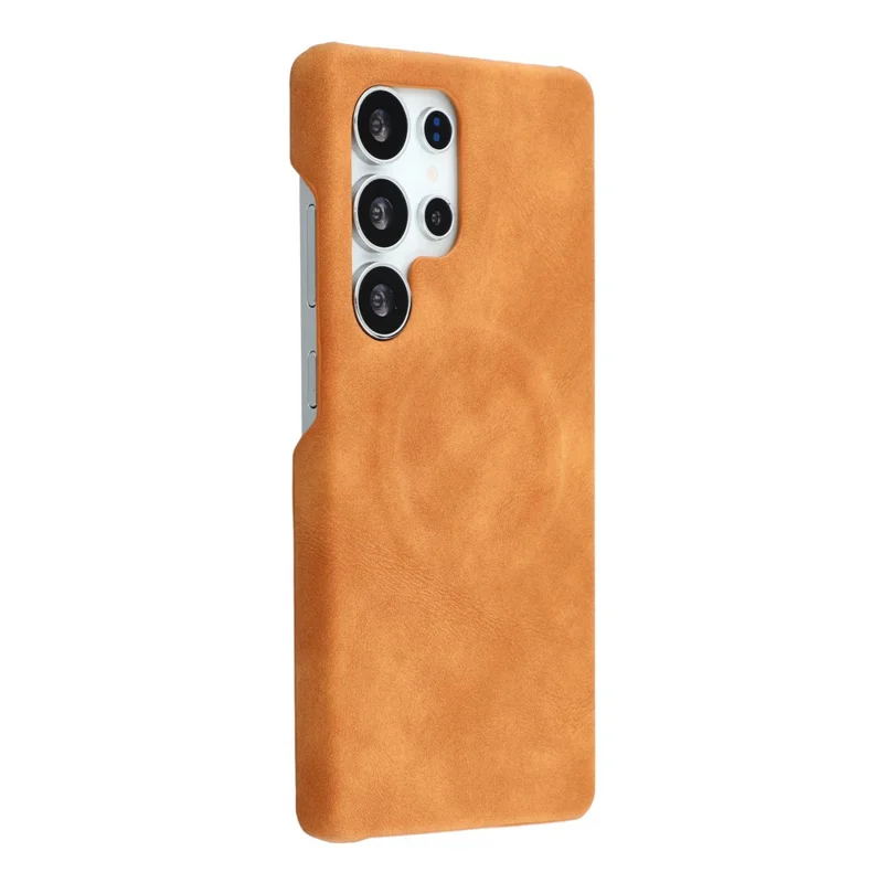 For Samsung Galaxy S23 Ultra Magnetic Case Skin-Touch Leather + PC Back Cover - Yellow