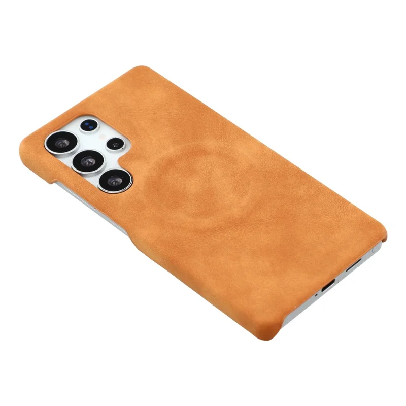 For Samsung Galaxy S23 Ultra Magnetic Case Skin-Touch Leather + PC Back Cover - Yellow