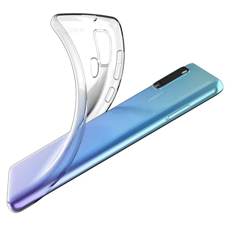 Capa de telefone TPU macia e transparente para Samsung Galaxy A21s, Capa protetora traseira do telefone anti-impressão digital e fina