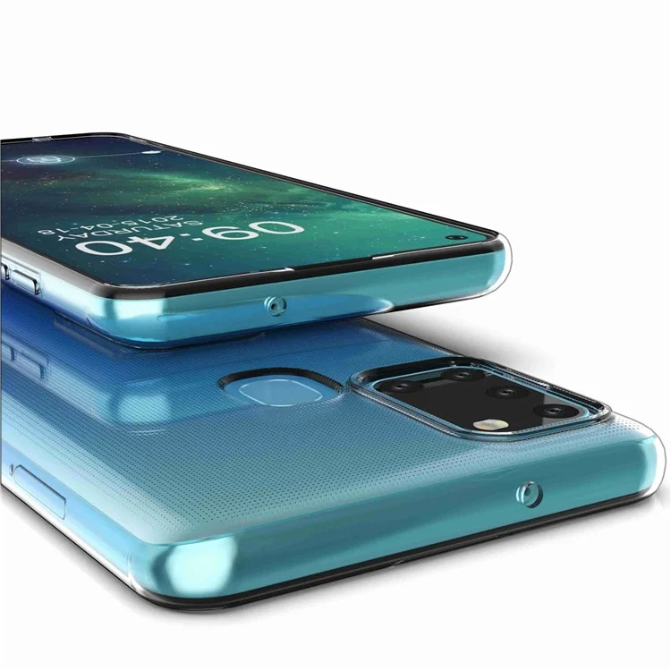 Capa de telefone TPU macia e transparente para Samsung Galaxy A21s, Capa protetora traseira do telefone anti-impressão digital e fina
