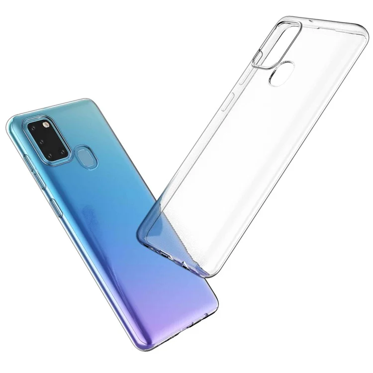 Capa de telefone TPU macia e transparente para Samsung Galaxy A21s, Capa protetora traseira do telefone anti-impressão digital e fina