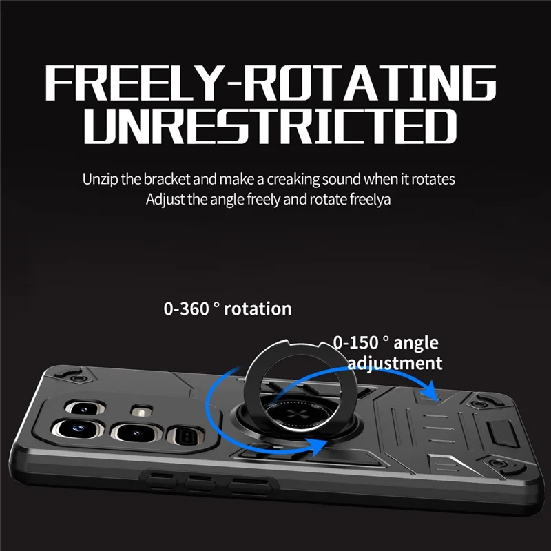 For Infinix Note 50 4G / Note 50 Pro 4G Case with Ring Holder Kickstand PC + TPU Anti-Fall Phone Cover - Black