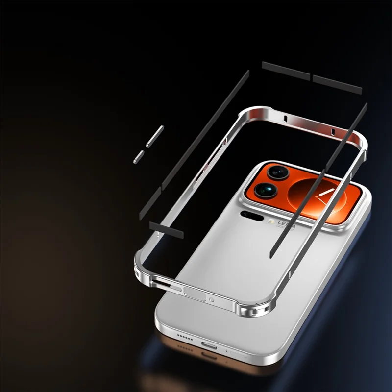 For Xiaomi 17 Pro Max Bumper Case Heat Dissipation Metal Frame Phone Cover - Silver