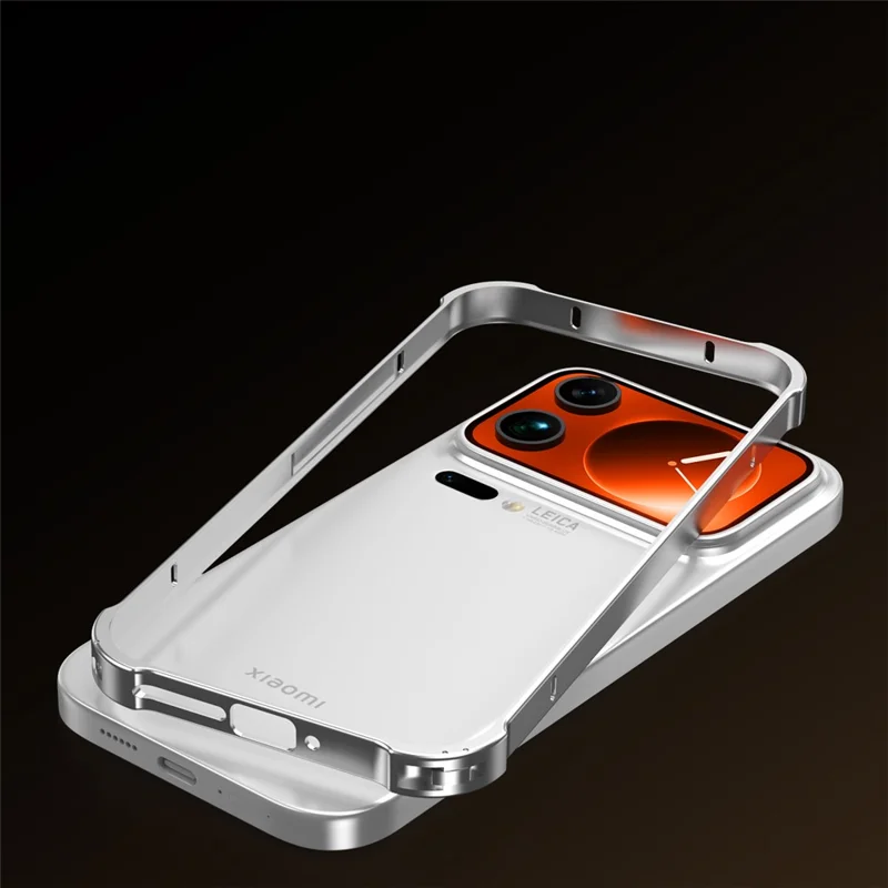 For Xiaomi 17 Pro Max Bumper Case Heat Dissipation Metal Frame Phone Cover - Silver
