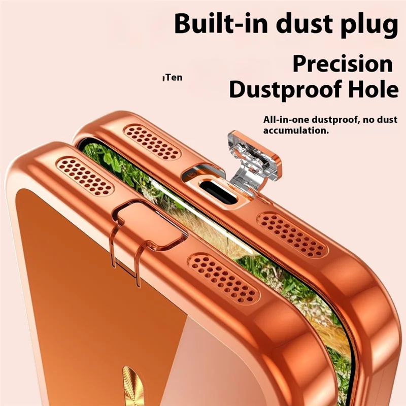 Hoesje voor iPhone 17 Pro met gegalvaniseerde rand Transparant TPU-hoesje compatibel met MagSafe - Oranje