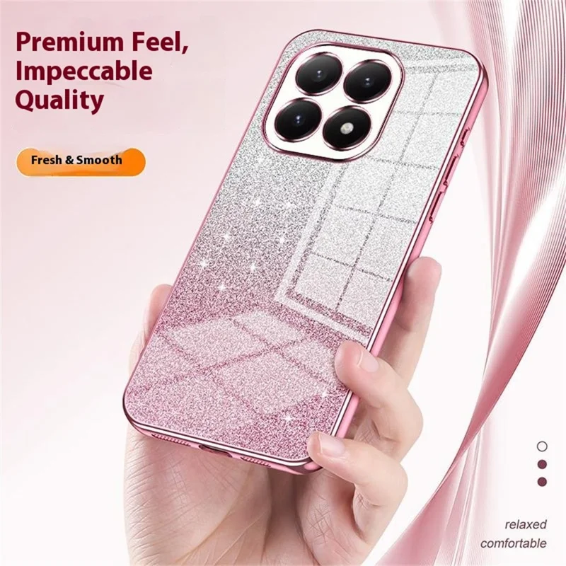 For Xiaomi 15T Case Electroplating Gradient Glitter TPU Phone Cover - Pink