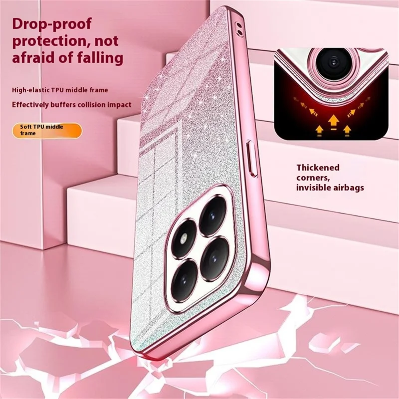 For Xiaomi 15T Case Electroplating Gradient Glitter TPU Phone Cover - Pink
