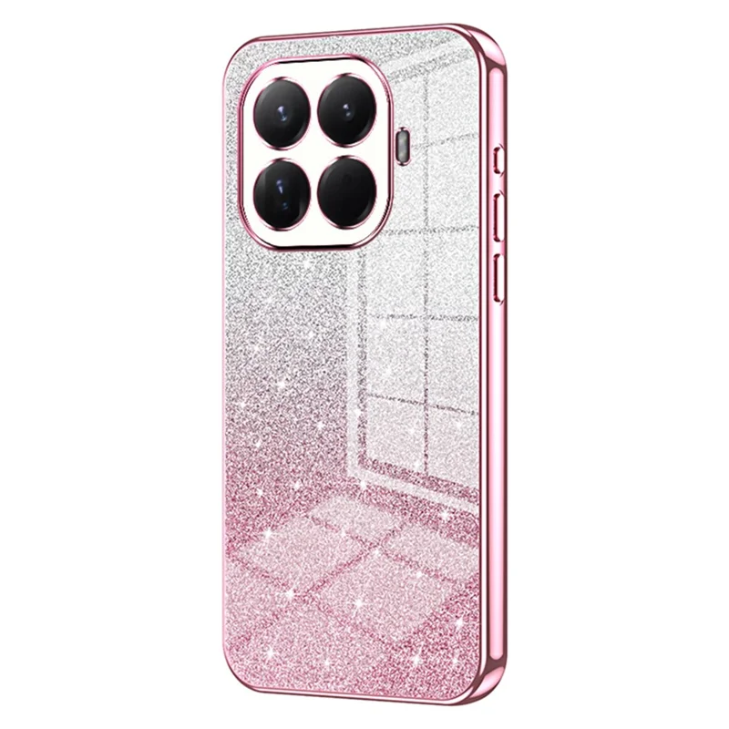 Voor Xiaomi 15T Pro hoesje met electroplating, gradatie glitters, TPU telefoonhoes - Roze