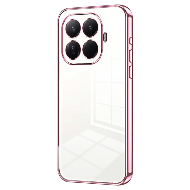 Voor Xiaomi 15T Pro hoesje met electroplating frame zachte TPU telefoonhoes - Roze