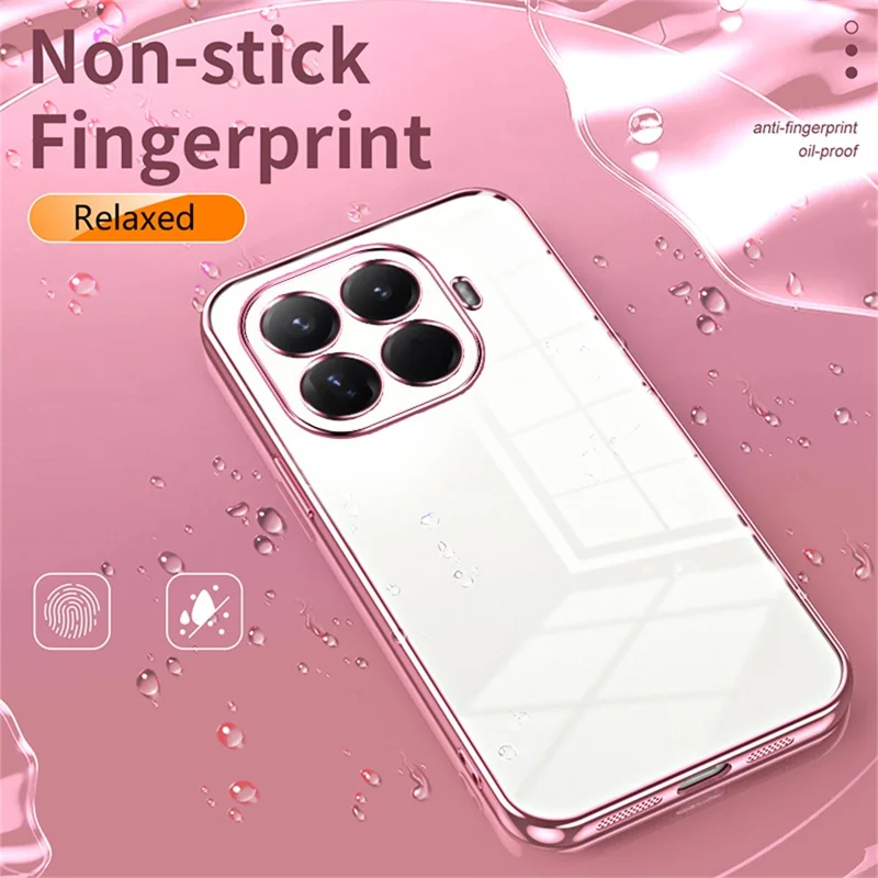 Voor Xiaomi 15T Pro hoesje met electroplating frame zachte TPU telefoonhoes - Roze