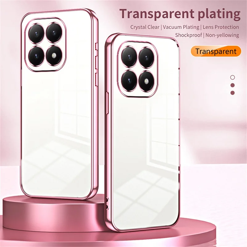 For Xiaomi 15T Case Electroplating Frame Soft TPU Phone Cover - Pink