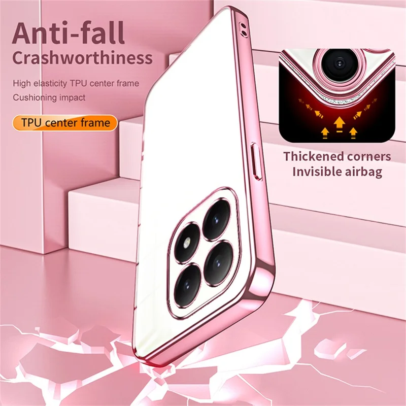 For Xiaomi 15T Case Electroplating Frame Soft TPU Phone Cover - Pink