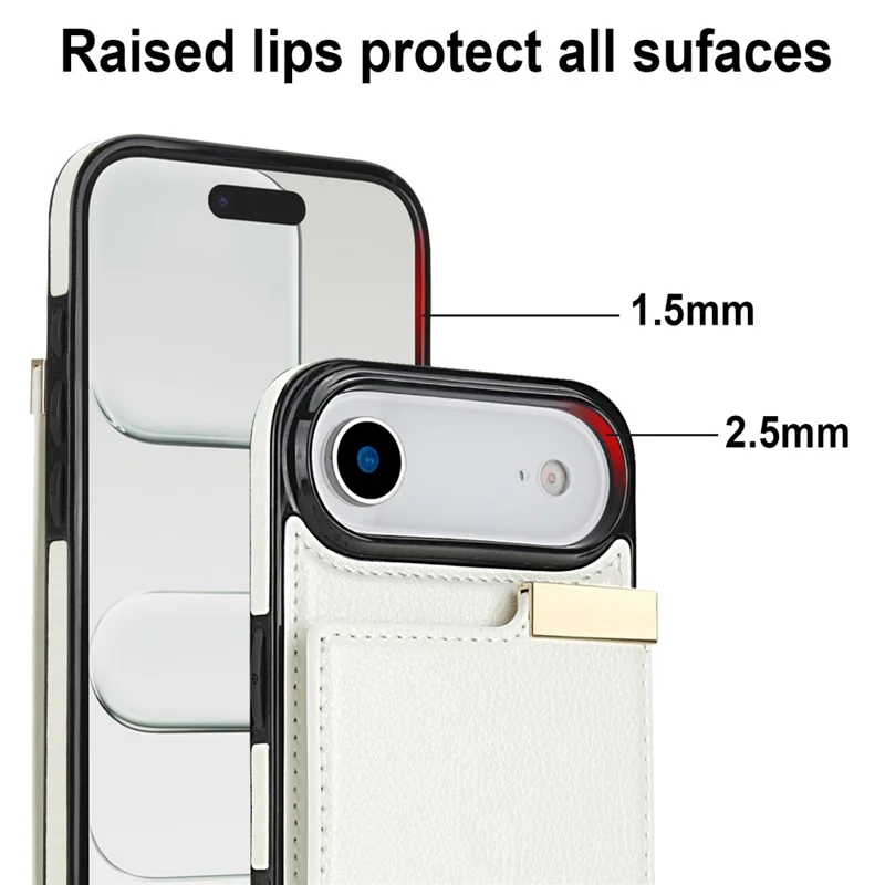 For iPhone Air Case TPU + PU Leather Hardware Decor Phone Cover with Card Holder - White