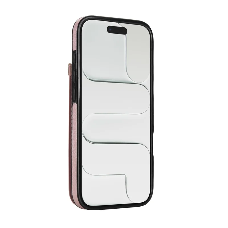 For iPhone Air Case TPU + PU Leather Hardware Decor Phone Cover with Card Holder - Rose Gold