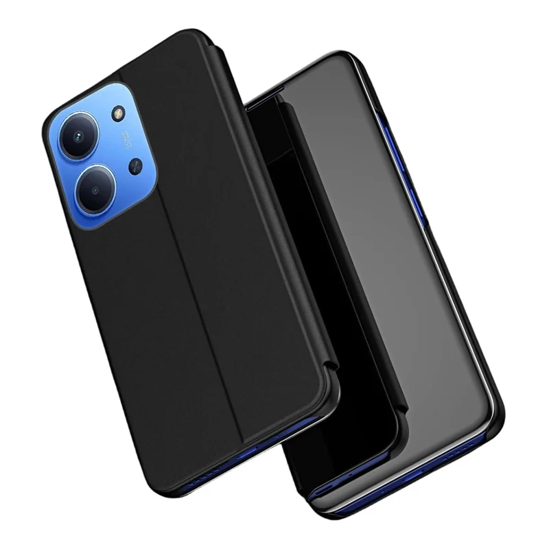 For Xiaomi Redmi 15C 4G (Global) (171mm) / Poco C85 4G (171mm) Case View Window Stand Leather Flip Phone Cover - Black