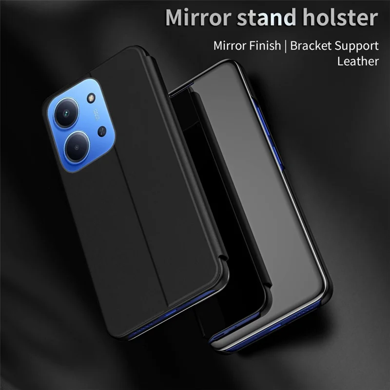 For Xiaomi Redmi 15C 4G (Global) (171mm) / Poco C85 4G (171mm) Case View Window Stand Leather Flip Phone Cover - Black