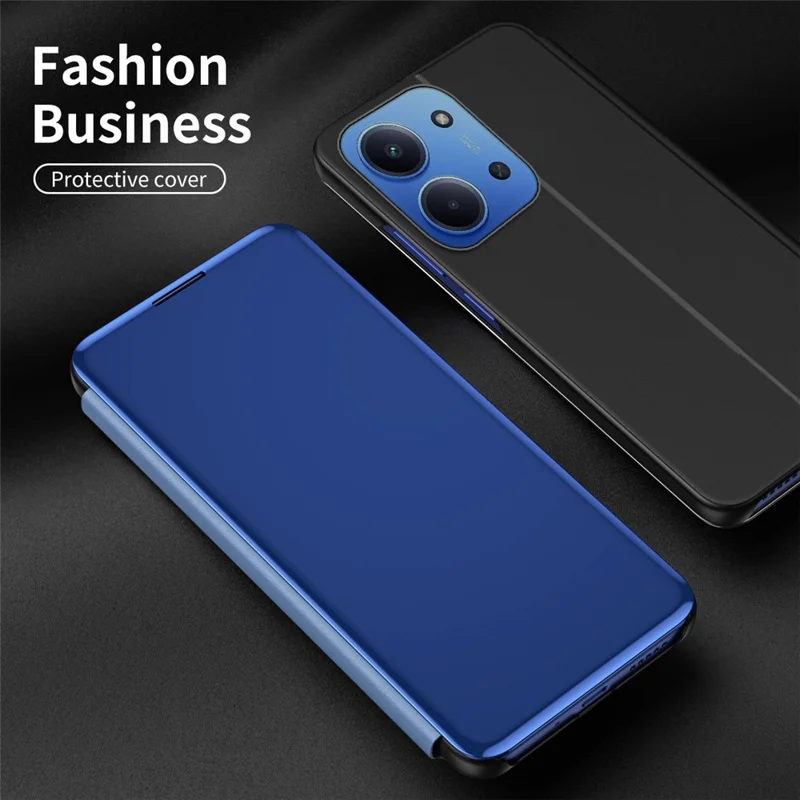 For Xiaomi Redmi 15C 4G (Global) (171mm) / Poco C85 4G (171mm) Case View Window Stand Leather Flip Phone Cover - Black