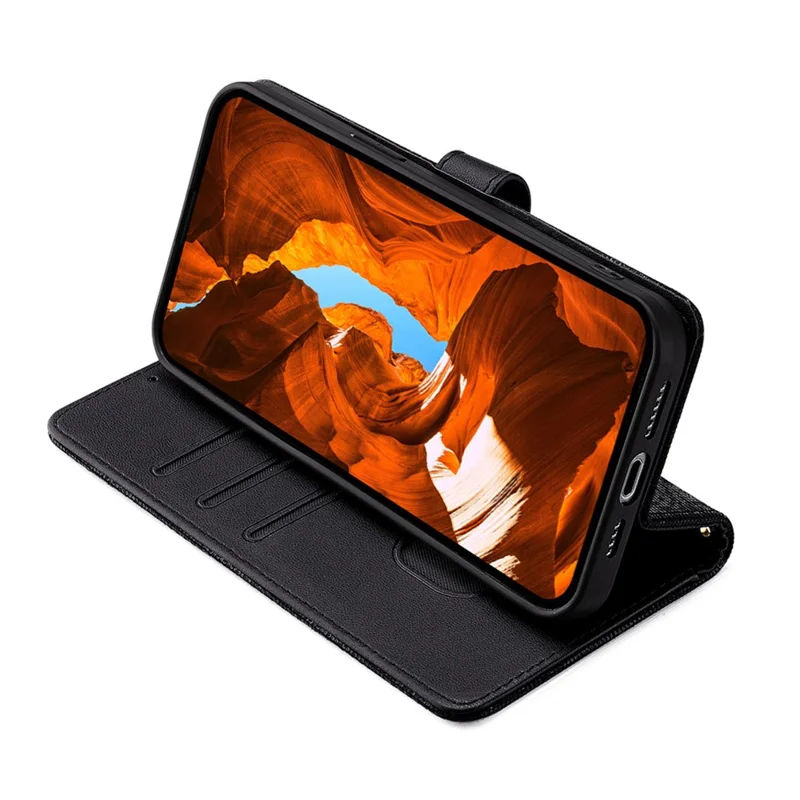 For Google Pixel 10 Case Metal I-Buckle PU Leather Wallet Phone Cover - Black