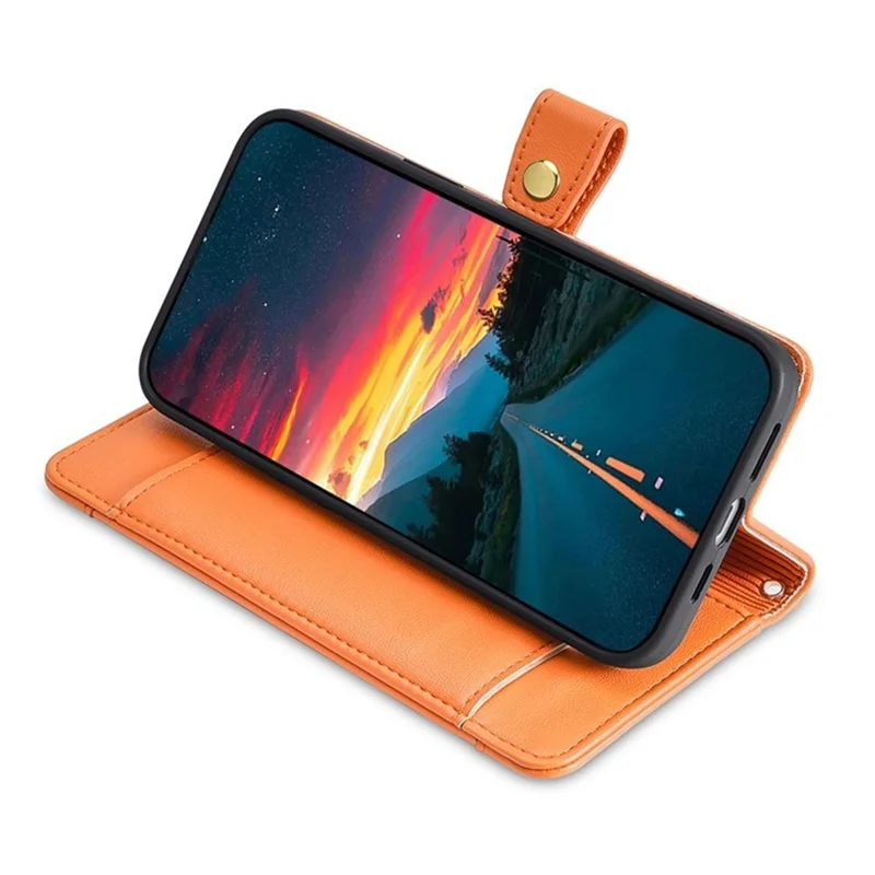For Samsung Galaxy A07 4G Leather Case Zipper Pocket Wallet Phone Cover with 2 Straps - Orange