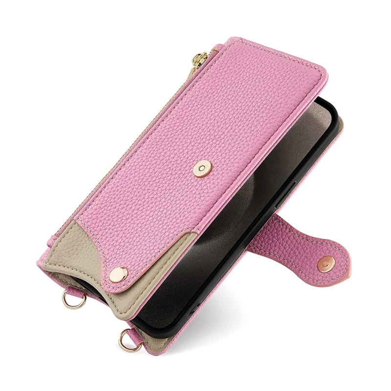 For Google Pixel 10 Leather Case Wallet Stand Cover Irregular Tail Style with Chain Strap - Pink