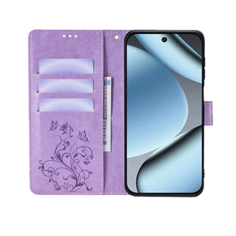 For Google Pixel 10 Pro XL Case Butterfly Flower Imprinted PU Leather Wallet Phone Cover - Purple