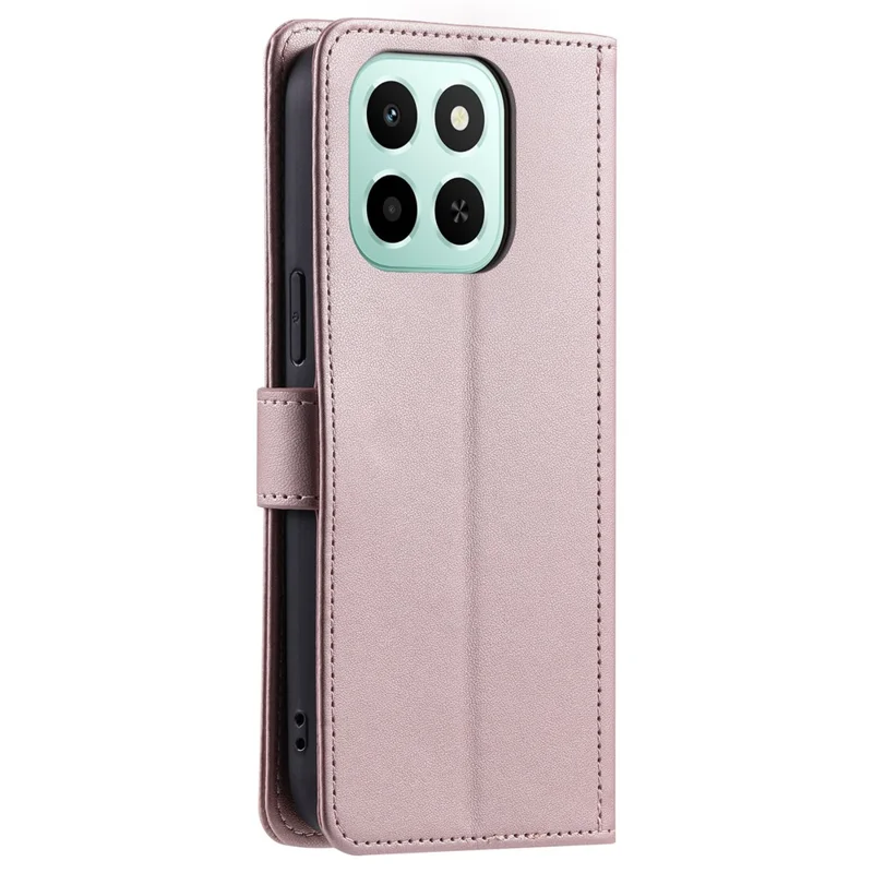 PU Leather Case for Honor X6c 4G / X6b 4G / X6a 4G Wallet Rhombus Grid Phone Cover with Shoulder Strap / Wrist Strap - Rose Gold
