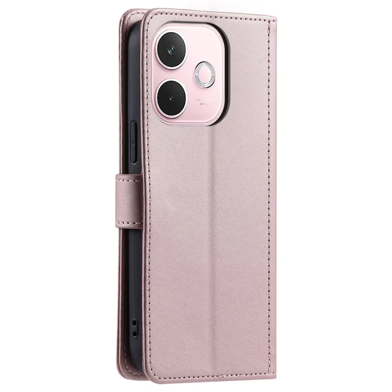 PU Leather Case for Oppo A5 Pro 5G (Global) / A5 Pro 4G (Global) / A5 Energy 5G (China) Wallet Rhombus Grid Phone Cover with Shoulder Strap / Wrist Strap - Rose Gold