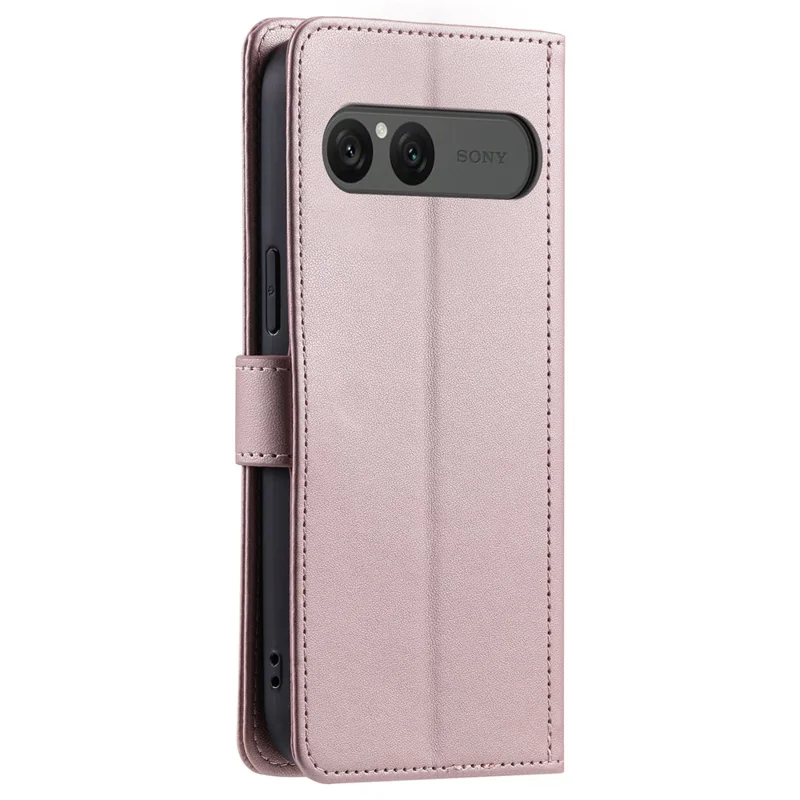 For Sony Xperia 10 VII Case Wallet Rhombus Grid PU Leather Phone Cover with Shoulder Strap / Wrist Strap - Rose Gold