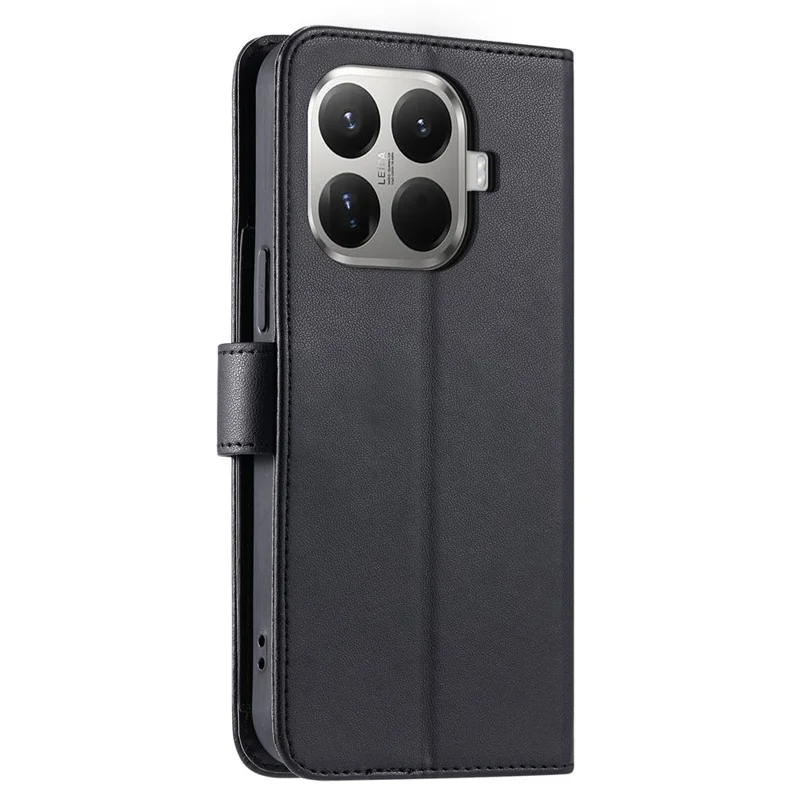 For Xiaomi 15T Pro Case Ring Buckle Wallet Stand Rhombus Crossbody Leather Mobile Cover - Black