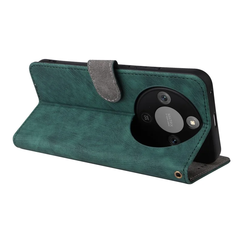 For Honor Magic8 Lite 5G / X9d 5G / X70 5G Case Wallet RFID Blocking PU Leather Phone Cover Stand with Strap - Green