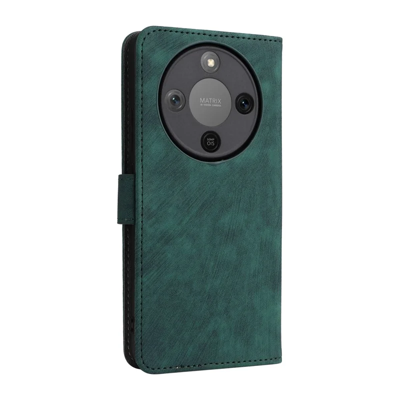 For Honor Magic8 Lite 5G / X9d 5G / X70 5G Case Wallet RFID Blocking PU Leather Phone Cover Stand with Strap - Green