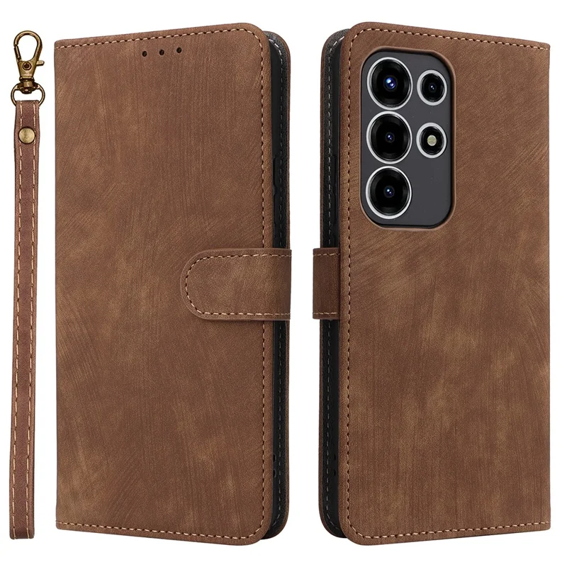 For itel Super 26 Ultra Case Wallet RFID Blocking PU Leather Phone Cover Stand with Strap - Brown