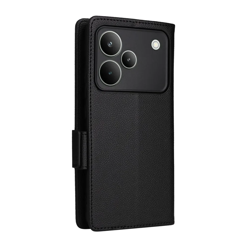 Til Realme P4 Pro 5G Taske med Løvetræksstruktur, Wallet, Læder, Telefonbeskyttelse med Håndledsrem - Sort