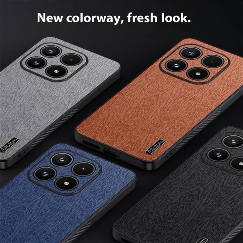 Voor Xiaomi 17 Hoesje Houtnerf PU Leer Gecoate PC TPU Telefoonhoes - Zwart