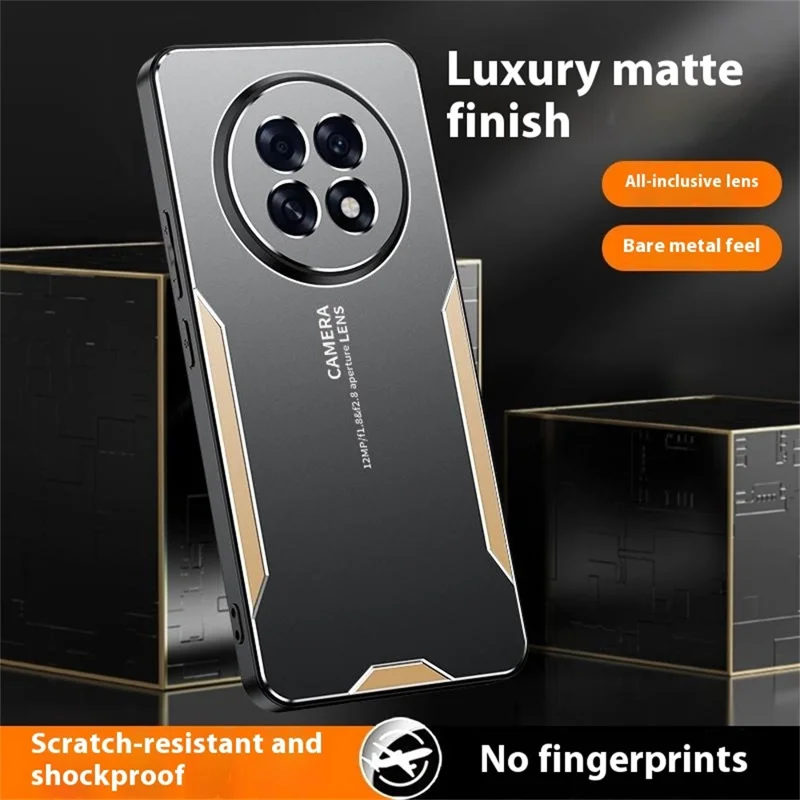 For Oppo A6 Max 5G Phone Case Aluminium Alloy TPU PC Back Cover - Gold