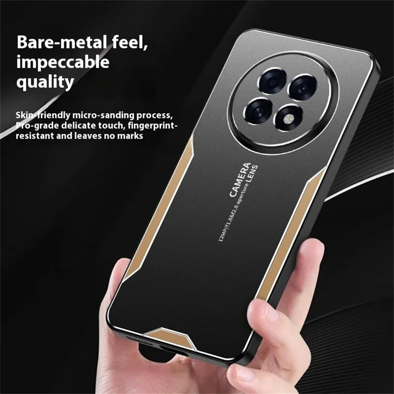 For Oppo A6 Max 5G Phone Case Aluminium Alloy TPU PC Back Cover - Gold