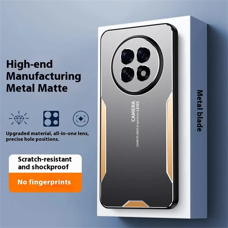 For Oppo A6 Max 5G Phone Case Aluminium Alloy TPU PC Back Cover - Gold