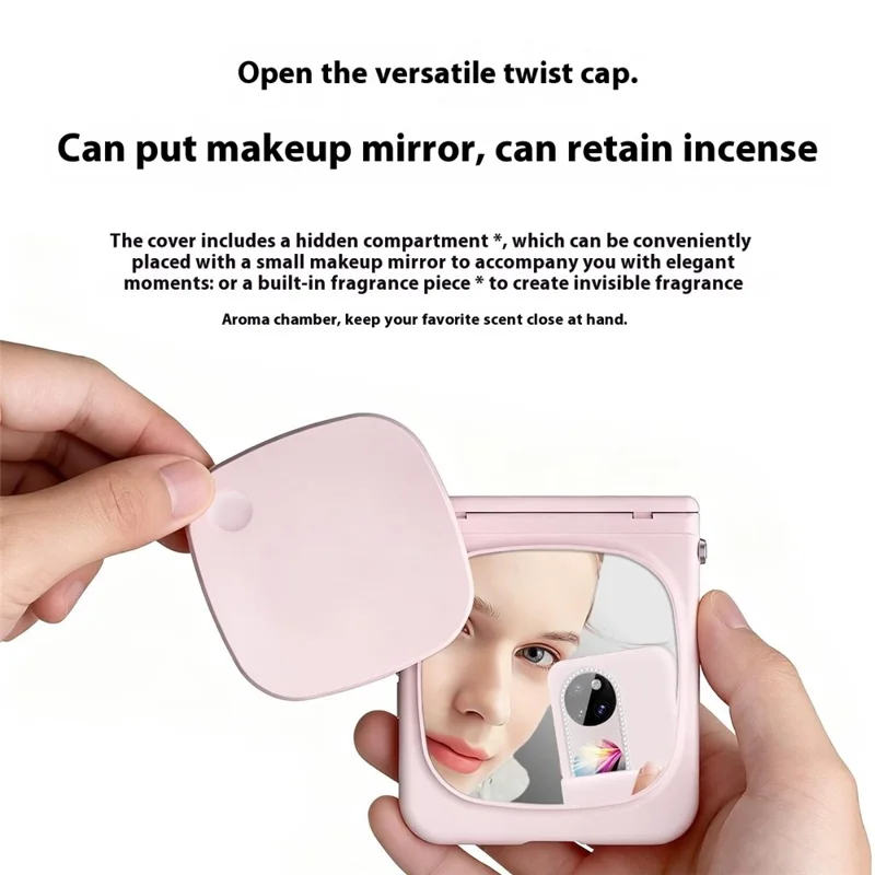 غطاء لهواوي بوكت 2 مع مرآة مكياج، غطاء قلّاب صلب من مادة البولي كربونات مع فيلم حماية زجاجي مقسّى للشاشة الخلفية - أبيض