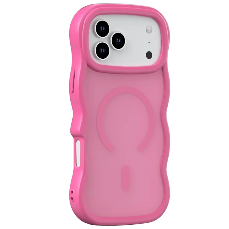 For iPhone 17 Pro Max Magnetic Case Wave Edge PC + TPU Phone Cover Compatible with MagSafe - Rose