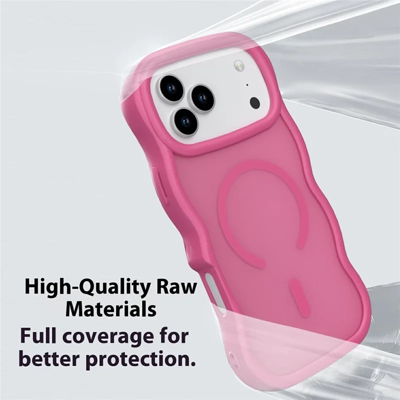 For iPhone 17 Pro Magnetic Case Wave Edge PC + TPU Phone Cover Compatible with MagSafe - Rose