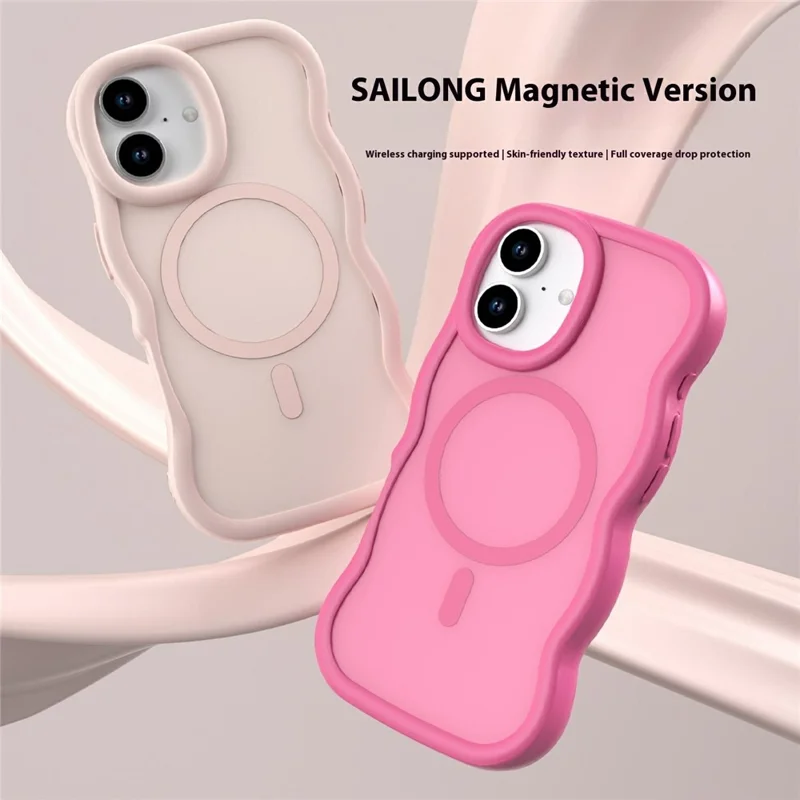 For iPhone 17 Magnetic Case Wave Edge PC + TPU Phone Cover Compatible with MagSafe - Dark Purple
