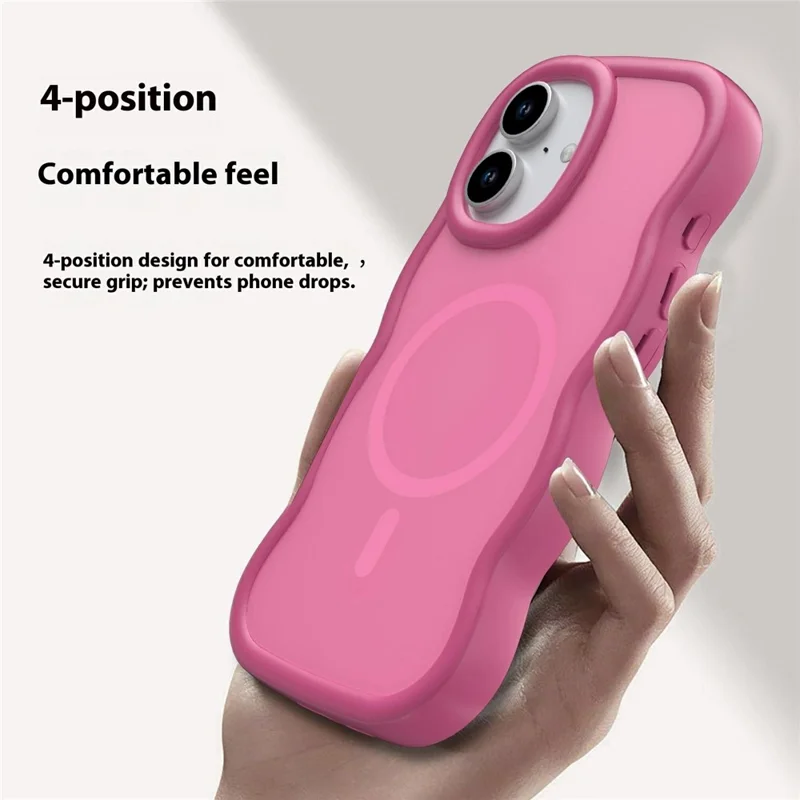 For iPhone 17 Magnetic Case Wave Edge PC + TPU Phone Cover Compatible with MagSafe - Dark Purple