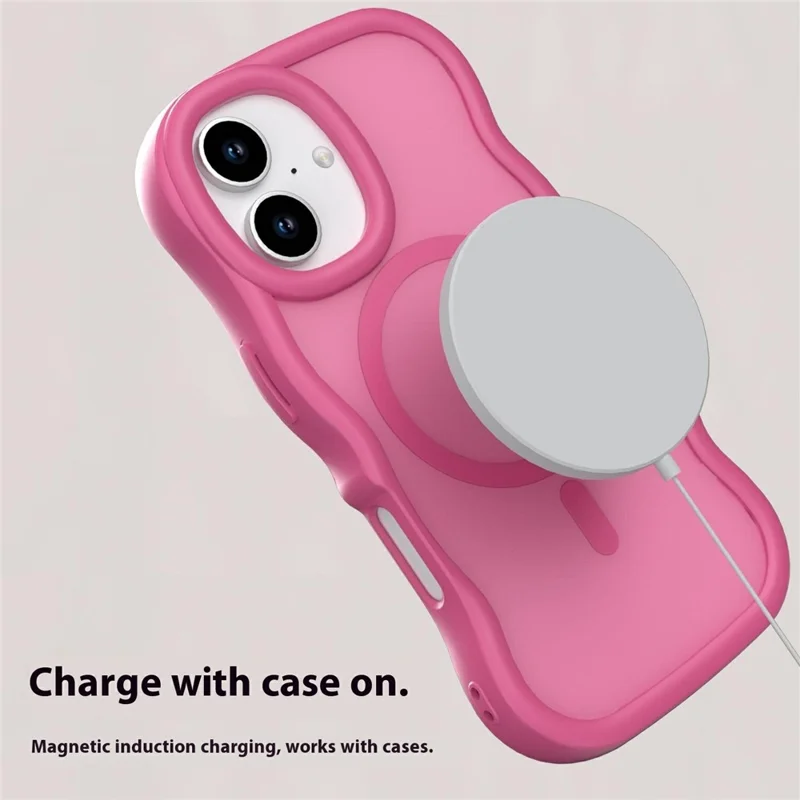 For iPhone 17 Magnetic Case Wave Edge PC + TPU Phone Cover Compatible with MagSafe - Dark Purple