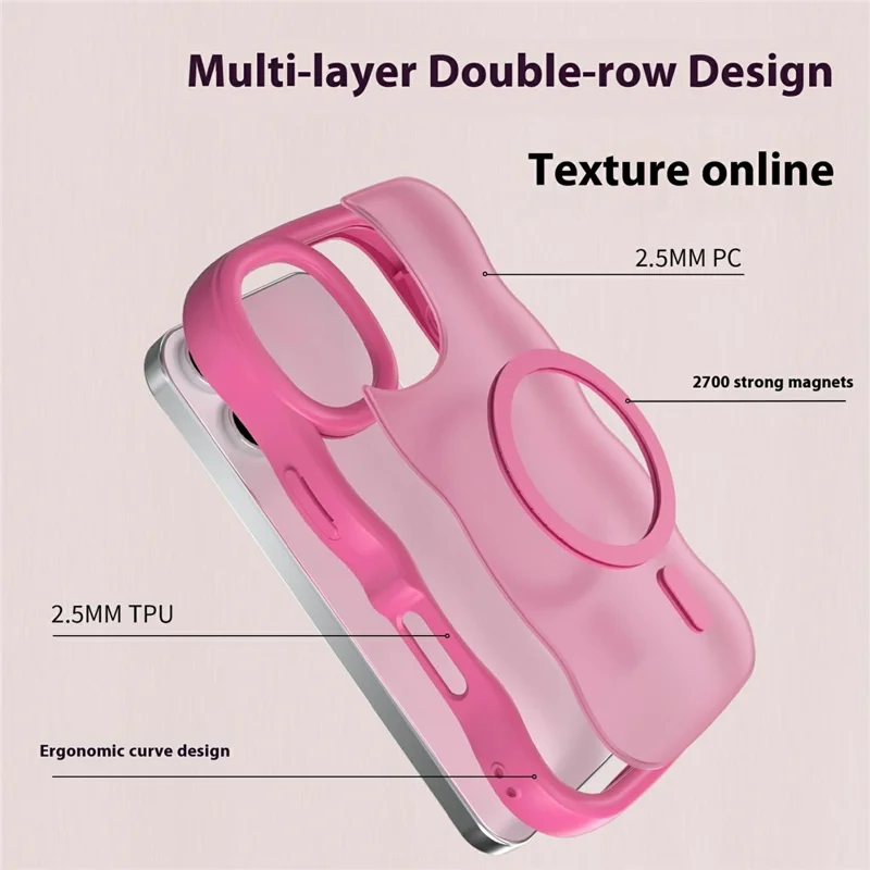 For iPhone 17 Magnetic Case Wave Edge PC + TPU Phone Cover Compatible with MagSafe - Dark Purple
