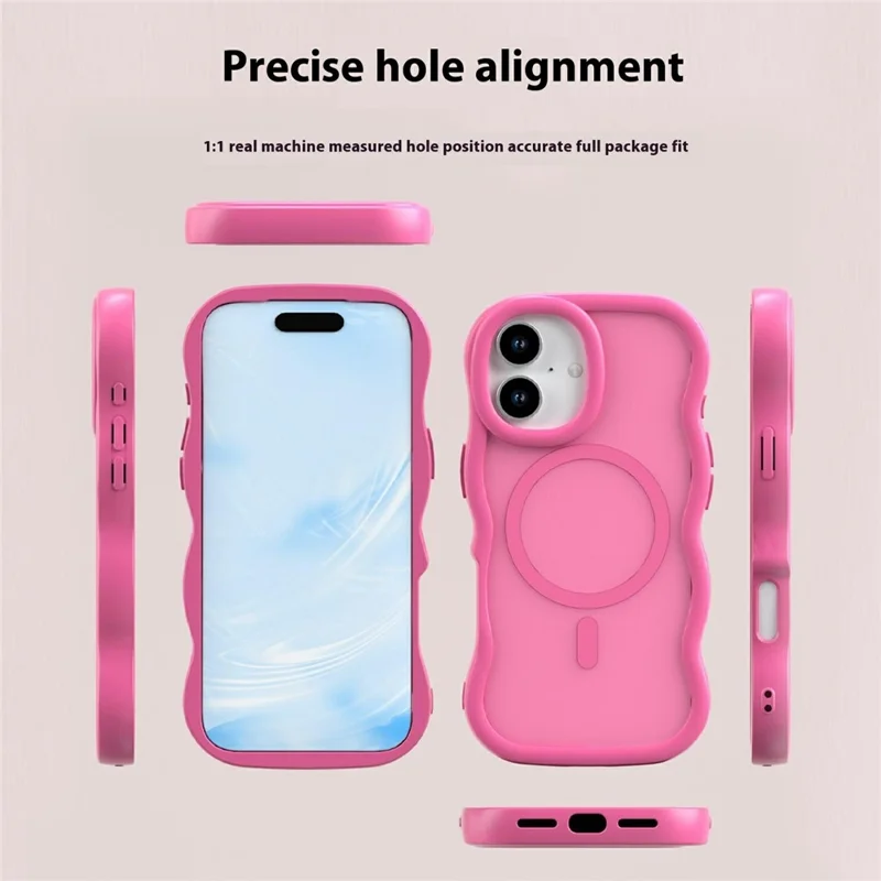 For iPhone 17 Magnetic Case Wave Edge PC + TPU Phone Cover Compatible with MagSafe - Dark Purple